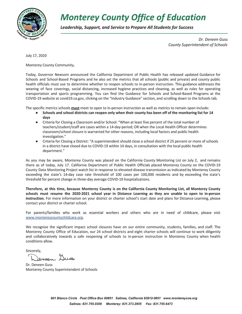 MCOE_Now's tweet photo. Important Message from Monterey County Office of Education Regarding Governor Announcement
- read full text here - https://t.co/JJGqLXgRw1 https://t.co/dNlXzPb9oS