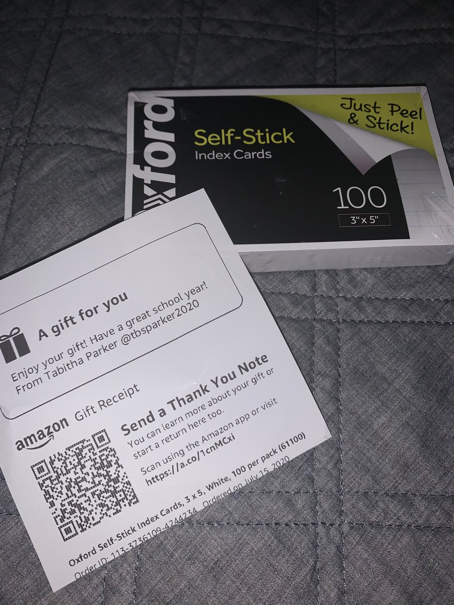 brittwebb14's tweet photo. Thank you @tbsparker2020 for my index cards! You are awesome. Have a great school year 📚🍎 https://t.co/7NPP7EVwZx