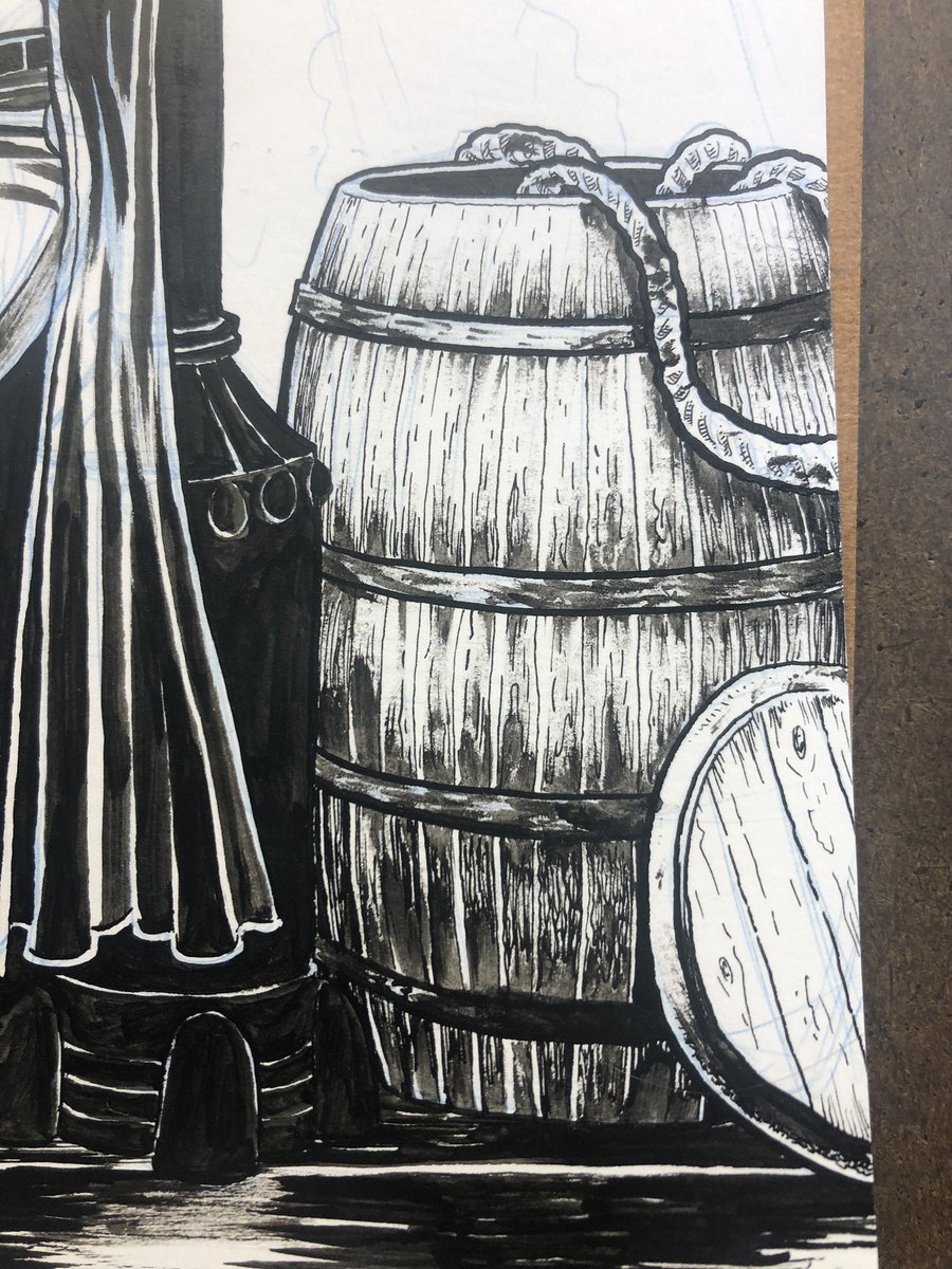 I like inking. #barrel #art #drawing #stilllife #stilllifedrawing #inking #inkingcomics #comicart #comicartist #blackandwhite #penandink #penandinkdrawing #comicsgate #vestige2 #vestigecomic