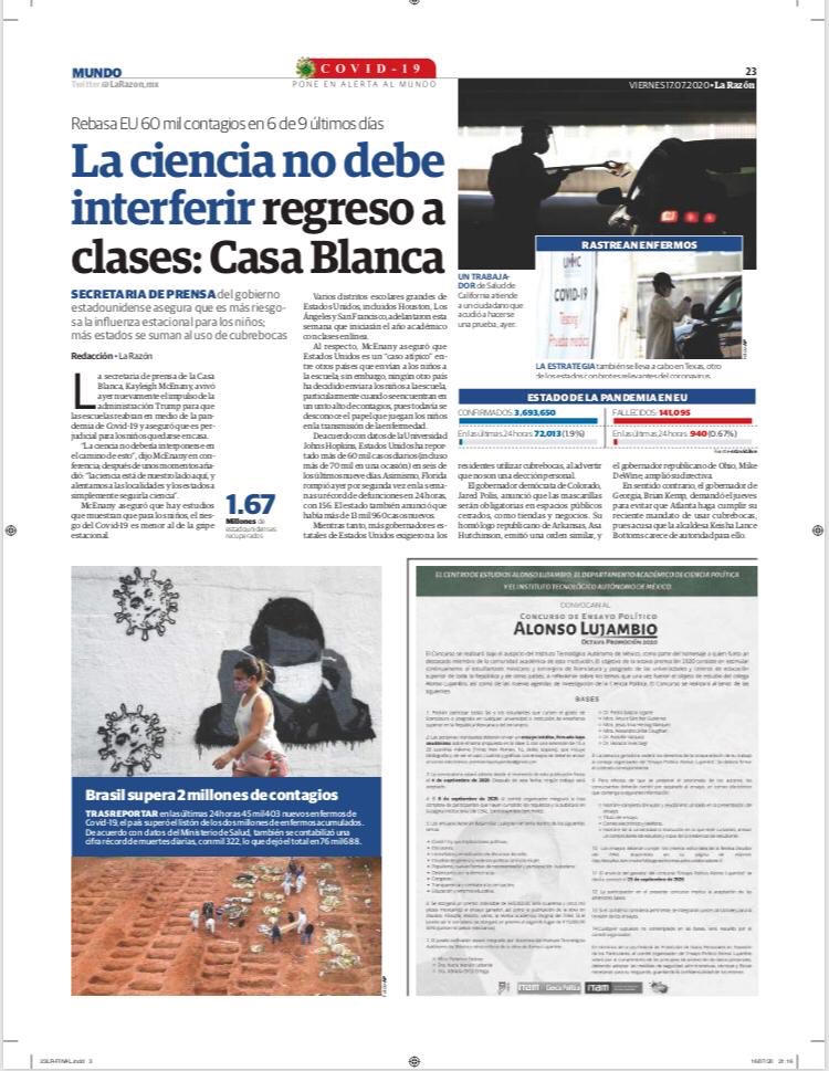 Agradecemos a <a href="/LaRazon_mx/">La Razón de México</a> haber publicado en su edición de hoy la convocatoria de la Octava Edición del Concurso Ensayo Político Alonso Lujambio 2020 del <a href="/PremioALujambio/">Premio A. Lujambio</a>. <a href="/CPoliticaITAM/">CienciaPolítica ITAM</a> <a href="/ITAM_mx/">ITAM</a>