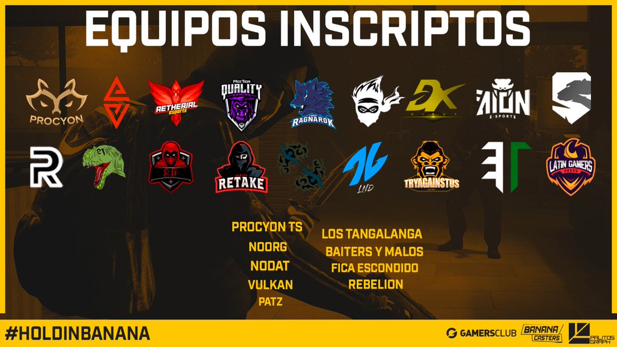 Samiladormilona's tweet photo. Ya tenemos 28 equipos inscriptos el primer día 👏
#BananaTournament 

Entre ellos están
@procyonteam @aetherialgg @qualitygaminguy @VaerdiTeam #RagnarokEsports @AcotadosG #Dieux @aionesports @SavageOficialGG #Mercurial #G1Peek #Retake @LatingamerSquad https://t.co/QzUjZLogFw