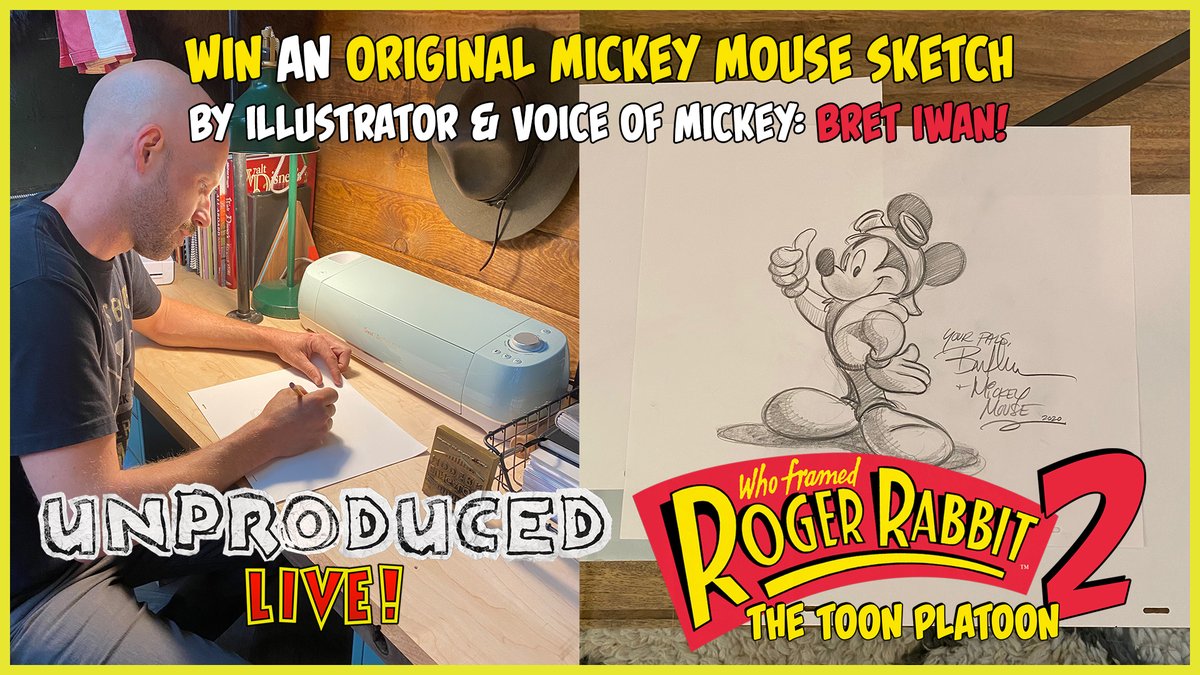 lowcarbcomedy's tweet photo. TOON IN NOW! for your chance to win an original Mickey Mouse sketch by illustrator and voice of Mickey BRET IWAN! Watch our ROGER RABBIT 2 Live Script reading July 17 at 6PM (PST) 
•
WATCH NOW: https://t.co/KpCwkRKbAL
•
#unproducedlive #rogerrabbit2 #mickeymouse https://t.co/J8UVvjQDpa