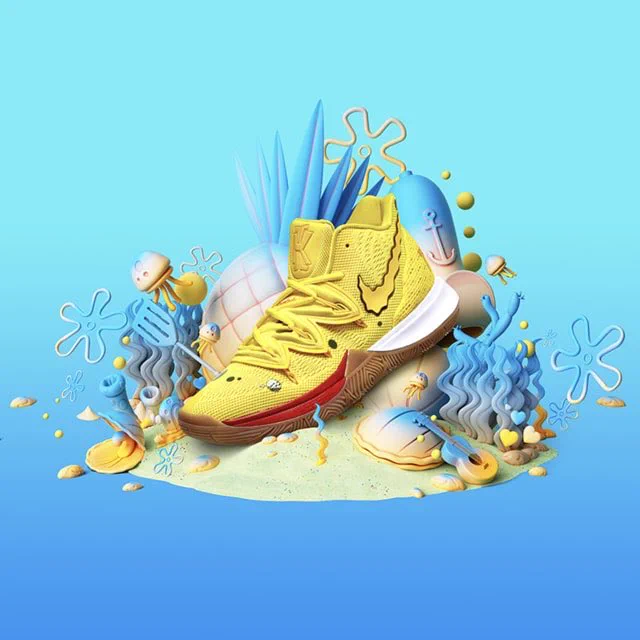 NIKE KYRIE 5 のスポンジボブコレクションのアートワーク…… 