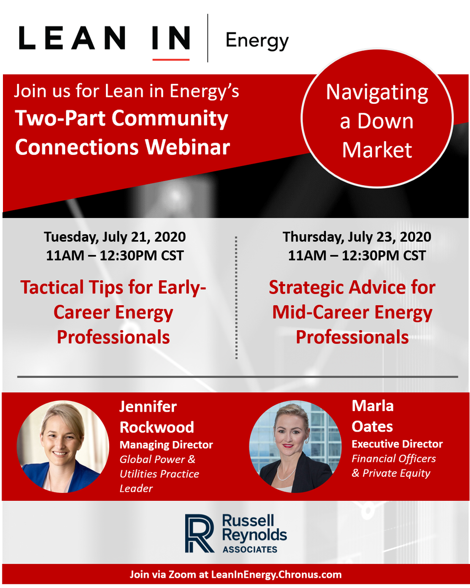 leaninenergy's tweet photo. We're proud to partner with @RRAonLeadership to bring the next quarterly series of Community Connections webinars for two sessions on "Navigating a Down Market."  Register to join at: https://t.co/Snbh4OfSIM  #womeninenergy #mentoring #energy https://t.co/z6zBeEH1kd