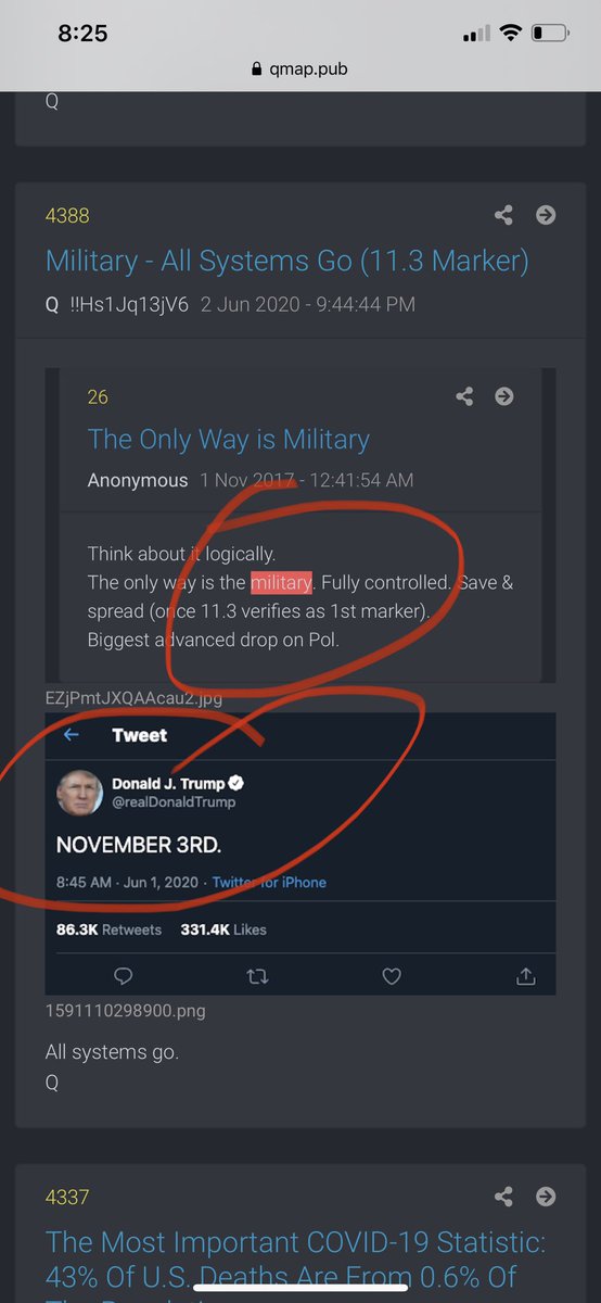 Deep state would realize the gig is up and they must execute their final plan. Here’s the funny part. Q and  @potus know exactly what their plans are. Notice Q post 26 is a  @potus tweet simply saying “November 3”. Obvisly this is reference to Presidential election but this