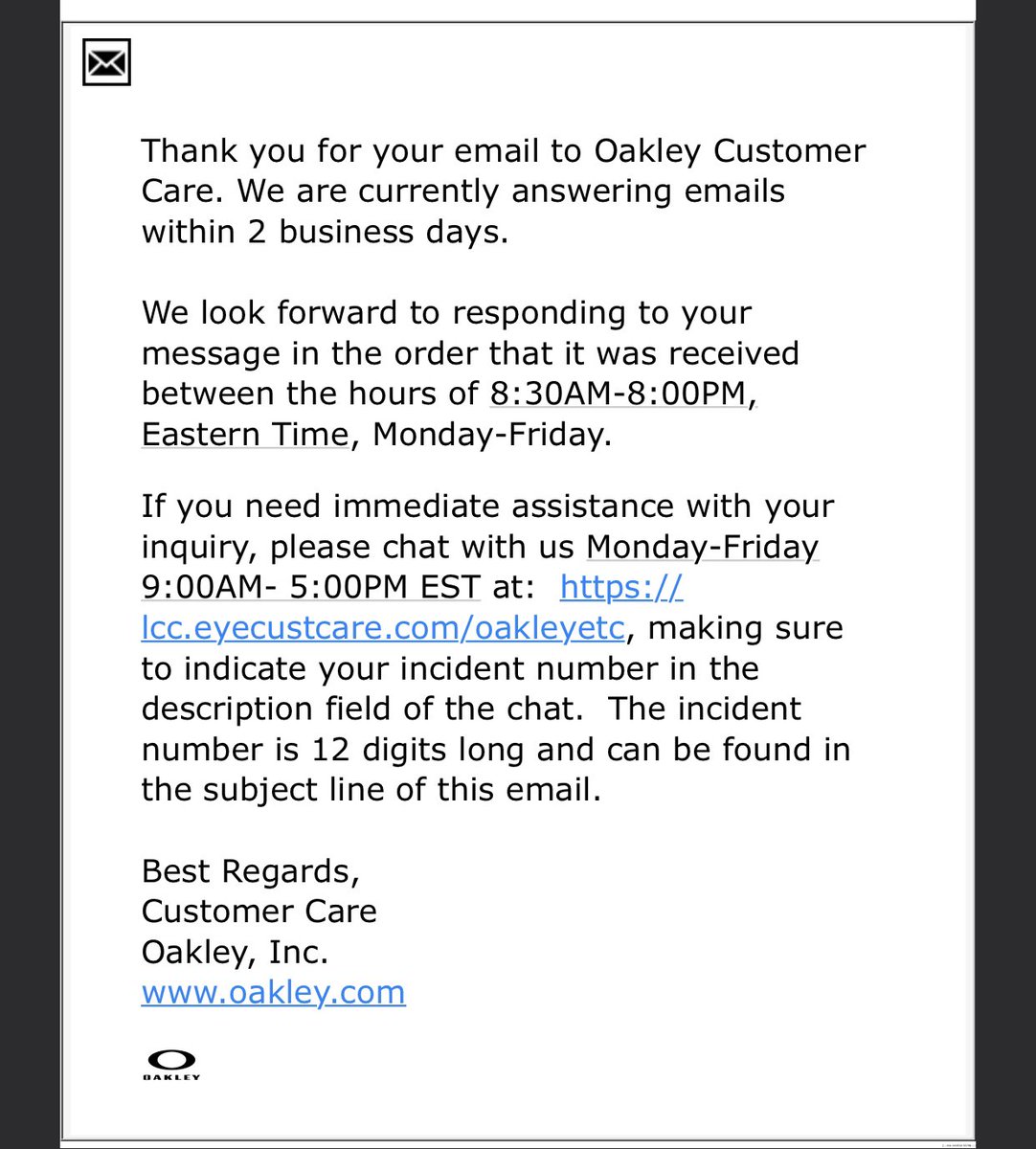 oakley customer service hours