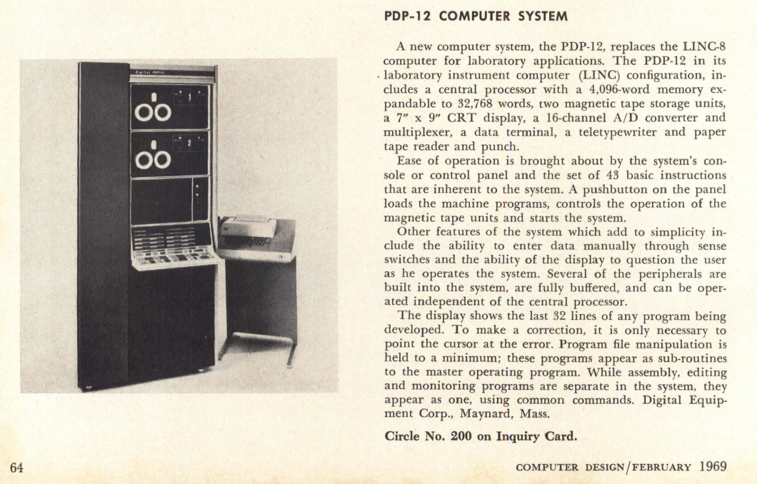 announcement of the PDP-12