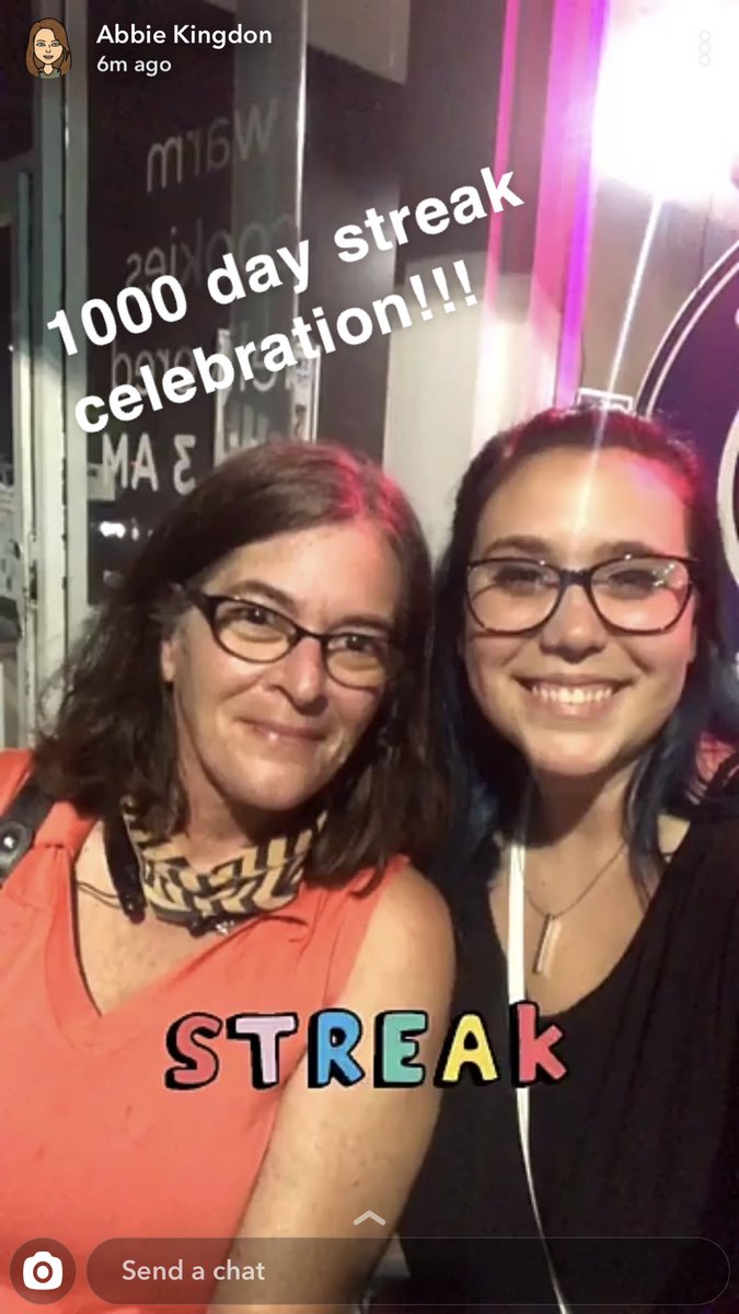 ScottChesnutt's tweet photo. My mom met my friend @Abbie_Kingdon over 2 and a half years ago. They started a snapchat streak &amp; they hit 1,000 days. They decided to meet for dinner to celebrate... they haven’t seen each other in 2 and a half years. 😂 https://t.co/0Lug6teqHI
