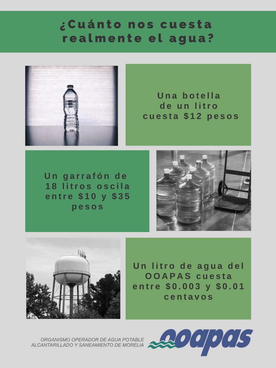 ooapasmorelia's tweet photo. ¿Te has preguntado cuánto cuesta potabilizar un litro de agua: mano de obra, químicos, energía e infraestructura?
Comprar una botella o un garrafón en la tienda no nos permite dimensionar el valor real de tener agua potable. #Acuatips #CuidandoElAgua #MoreliaSeTransforma https://t.co/qENPNj5Fsa