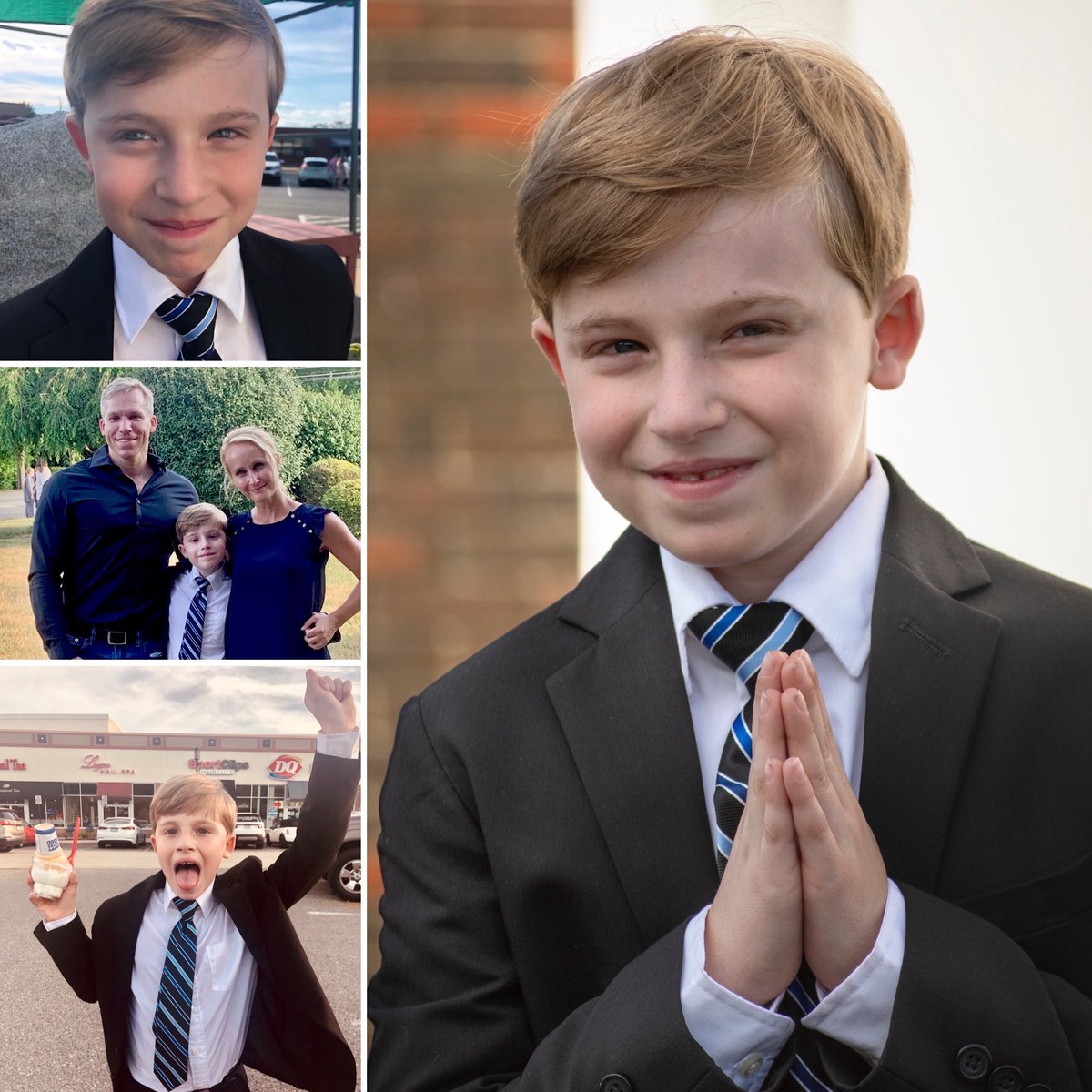 AmandaTitus5's tweet photo. Dono said, βhow could this day get any better?β My youngest, grateful, empathetic Dono, had his First Holy Communion tonight. Covid style. Then DQ to celebrate. #firstholycommunion #covidstyle #sweetdono #gratefulboy https://t.co/f1KOIrfpMj
