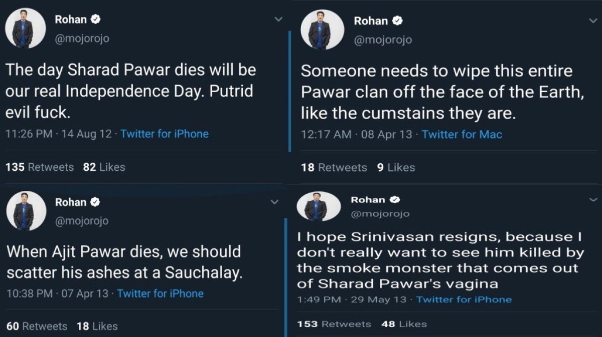 Eg 6- Similarly, a screenshot of AIB co-founder Rohan Joshi's old tweet went viral on Twitter wherein he is seen making a derogatory statement against Ma Sita.copied from  https://swarajyamag.com/analysis/why-selectively-target-hindu-gods-the-saga-of-indian-stand-up-comics-apologising-after-hurting-sentiments 7/n