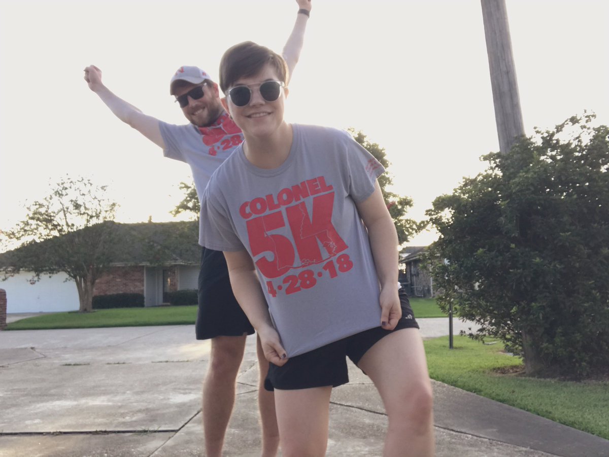 beaverbatte's tweet photo. Pulled out the 2018 #Colonel5k shirts to do the #Virtual2020 race around the neighborhood! @ja_batte https://t.co/6W8TeJu7CR