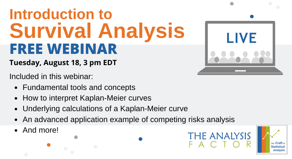 analysis_factor's tweet photo. Details and signup at https://t.co/HhGEOyWRL6 #stats #statistics #webinar #webinars #survivalanalysis #timetoevent https://t.co/yaDZBmdHUa