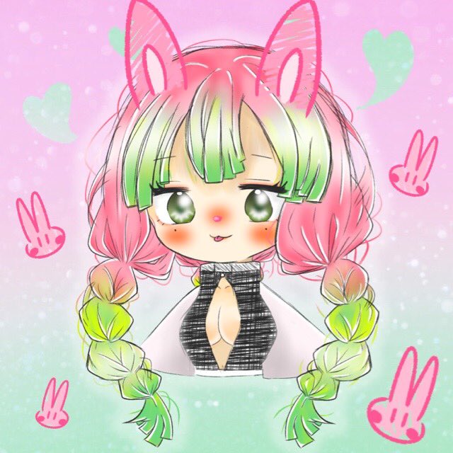 HIMAWARIついった初心者さんがTwitterに投稿した甘露寺蜜璃(鬼滅の刃)のイラスト。