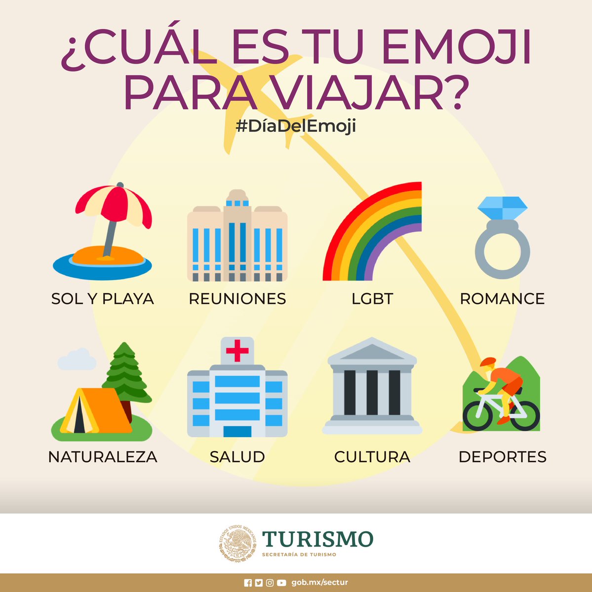 SECTUR_mx's tweet photo. Definitivamente, la inclusión de los “emojis” dentro del lenguaje de las redes sociales ha marcado una diferencia. A nuestros amigos viajeros, ¿con cuál emoji se identifican más de acuerdo a su perfil de viaje? 😃

#DiaMundialDelEmoji https://t.co/uLRBmcv7Ei