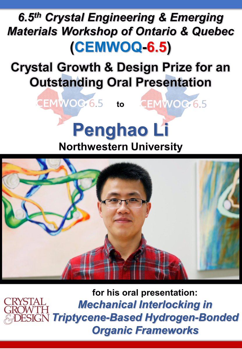 Congrats to @penghaoeins from @NUChemistry @NorthwesternU for winning a @CGD_ACS oral presentation prize for his outstanding presentation at #cemwoq6p5