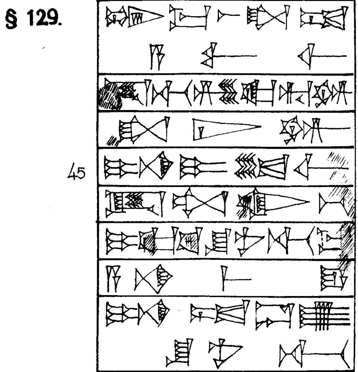 The law I have for you today is found on a paper copy of the Stele drawn by E. Bergmann, and is Law §129
