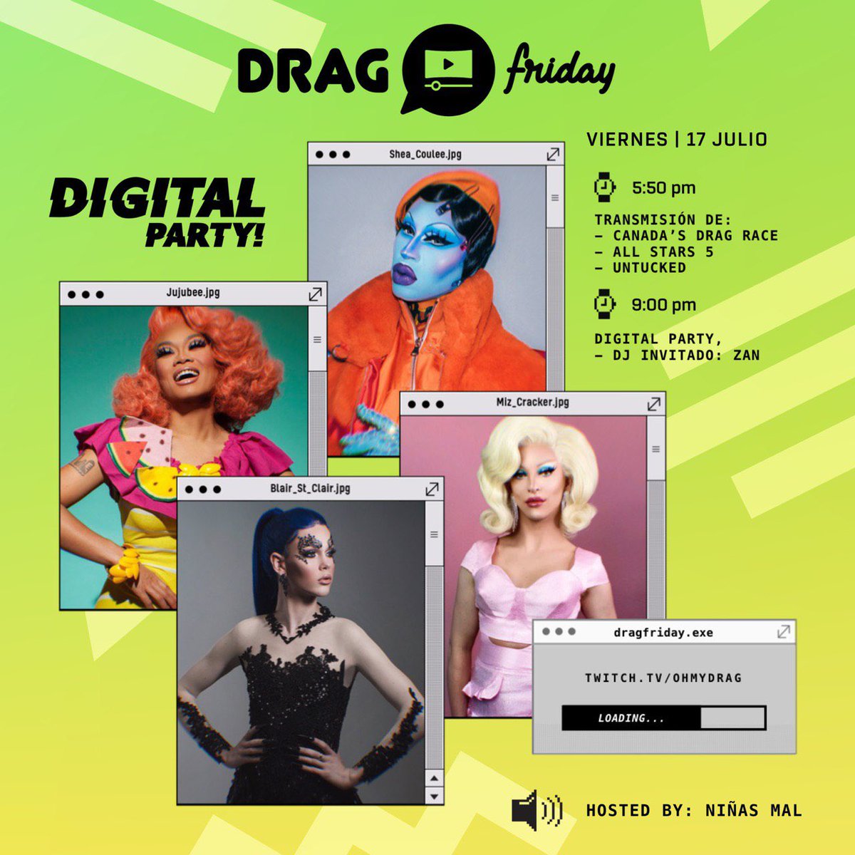 ohmyDRAG's tweet photo. ¡Es #DragFriday!
Los esperamos desde las 5:50 en https://t.co/Rfd5ieirWM para vivir junto a #MindyFire, #AquarellaDeelicious y @misslesleywolf un nuevo capítulo de #AllStars5.
Seguido, la mejor #DigitalParty está vez con ZAN DJ, que nos tiene un set para bailar hasta abajo.
💋 https://t.co/XZ9bAACxcW