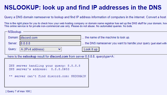 JPTigr's tweet photo. @discord what's happened to your DNS records? https://t.co/kKlzmyIxzH