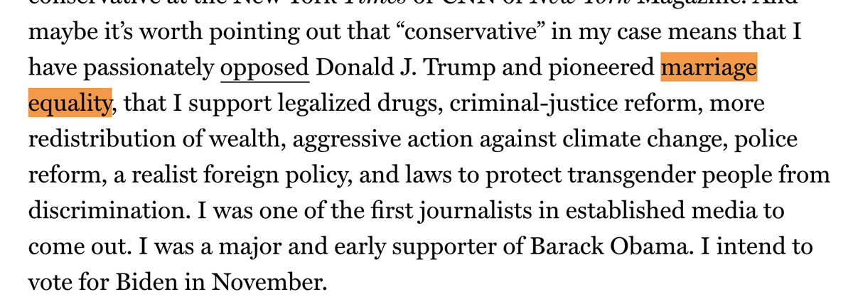 Gay historian here  : Probably not worth discussing, but just want to note that in Andrew Sullivan's farewell to New York Magazine, he claims that despite being a conservative, he "pioneered marriage equality." This is just FALSE.  #twitterstorians