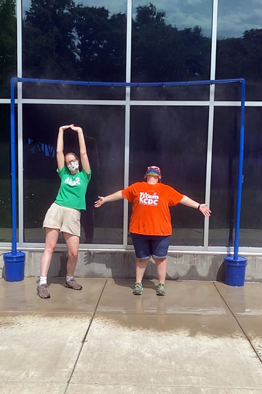 kansasdiscovery's tweet photo. The new mister sure is a nice touch on a hot day! Our outdoor adventure area is OPEN for timed, ticketed entry with strict safety measures. Book your playtime at https://t.co/awGkP6OYeE #kcdcseriousfun #childrensmuseum #topekastrong #topcity #topcitykids https://t.co/5ToiaEmuMM