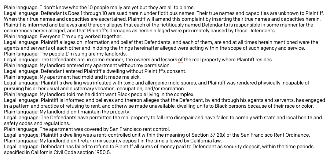 I used to write papers on AI safety at  @Cambridge_Uni, but today is the most excited I've been in a long time. Here's why... Exhibit A: GPT-3 can take normal speech, and automatically turn it into 'lawyer speak'Implication: lawyers, start learning to code, and fast...