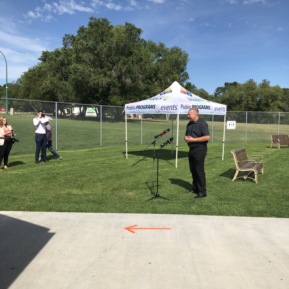 group2arch's tweet photo. Today we celebrate the Grand Re-Opening of the Buffalo Pound Pool. Minister of Parks Culture and Sport @GeneMakowsky provided some enlightened words to the socially distanced attendees at the event. 
@Saskatchewan @Westridge_Const 

https://t.co/7pyu5aYv59 https://t.co/qPchhdWl78
