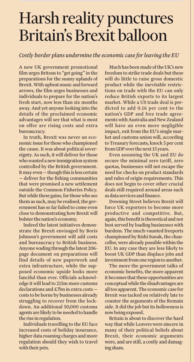 ThatTimWalker's tweet image. FT tomorrow on how no amount of Johnson spin is going to deaden the effects of Brexit.