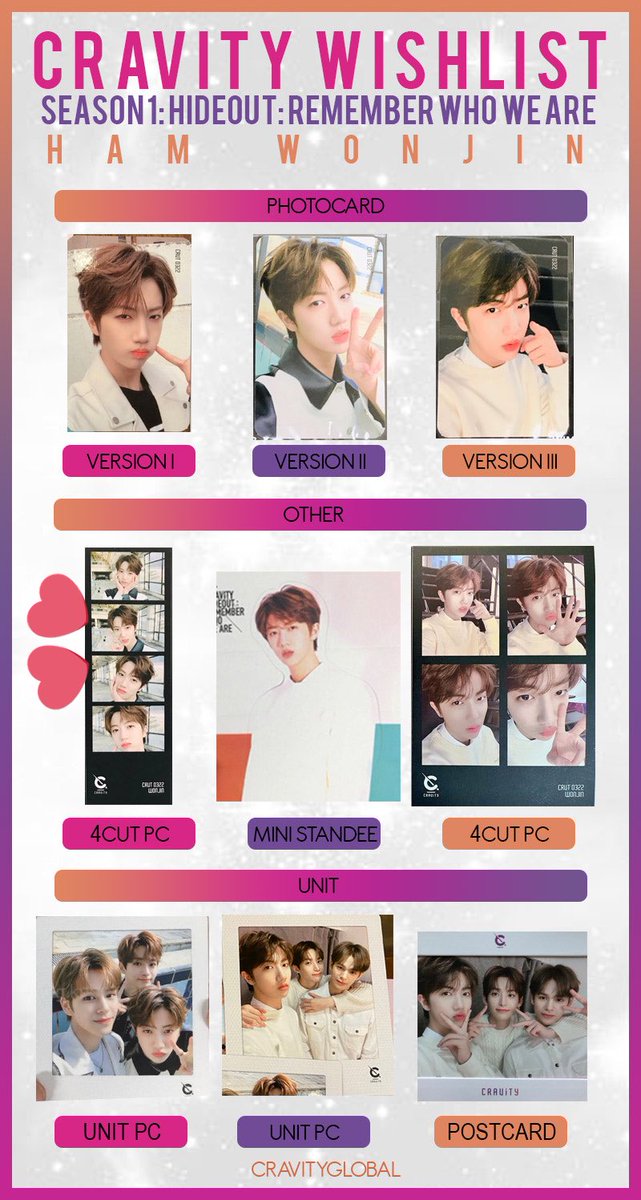 junkimyun's tweet photo. WTT CRAVITY hideout: remember who we are

have: woobin and taeyoung 4cut long
starship postcard minhee woobin taeyoung

want: seongmin and wonjin 4cut
allen seongmin hyeongjun postcard

US only 

#cravity #cravitytrade @CRAVITYtrades @kpoptradeusa @kpopthriftshop https://t.co/HJk4eg8hi0