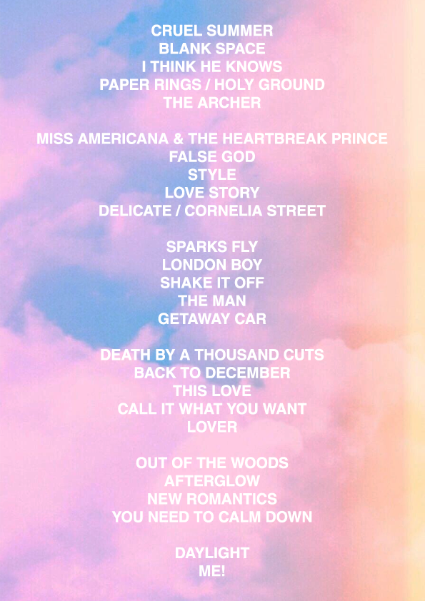 oifogs's tweet photo. em celebração (?) ao 18 de julho e aos planos que todos fizemos, atualizei minha playlist Lover Tour Dream Setlist!

com ou sem Taylor Swift, aproveite o show no conforto de sua casa: https://t.co/f7oHvOdByb https://t.co/GUbds763G2