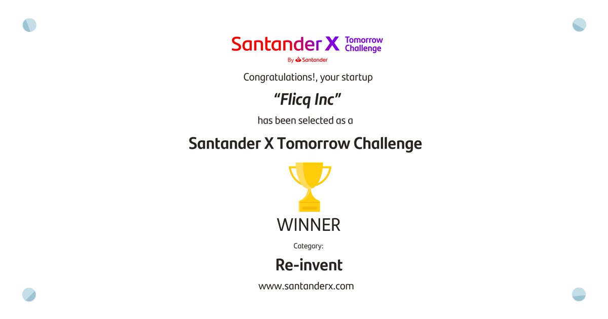 FLICQ (@flicqinc) on Twitter photo Really pleased to win the <a href="/SantanderX/">Santander X</a> #TomorrowChallenge !! We make it easy for maintenance and service professionals to monitor equipment remotely.
#flicq #smartedge #EdgeComputing #EdgeAI #RemoteMonitoring Really pleased to win the <a href="/SantanderX/">Santander X</a> #TomorrowChallenge !! We make it easy for maintenance and service professionals to monitor equipment remotely.
#flicq #smartedge #EdgeComputing #EdgeAI #RemoteMonitoring