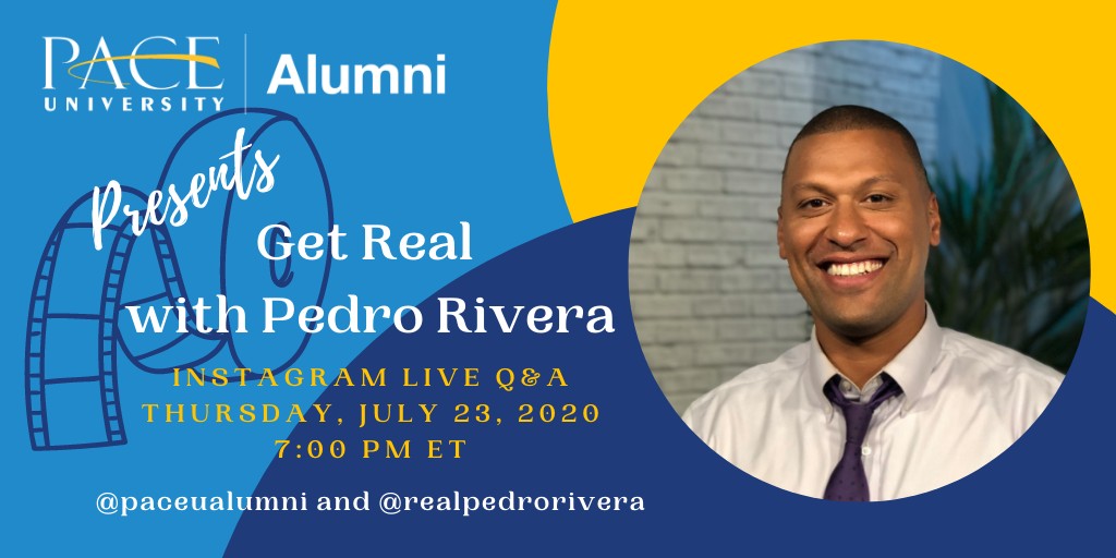 We are less than one week away from our Instagram Live Get Real with <a href="/PedroRiveraTV/">Pedro Rivera</a>! Curious about the behind the scenes life of a news reporter? Join us for a conversation with Pace alumnus Pedro Rivera ’12. Learn more: alumni.pace.edu/realpedrorivera