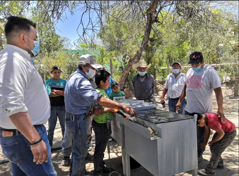 CONAFOR's tweet photo. #Entérate Capacitamos a 72 personas de los ejidos Apizola y Santa Elena de las Cruces ✝️ del municipio #Mazapil #Zacatecas sobre cómo usar nueva tecnología para facilitar la purificación y tecnificación del cerote de la candelilla 🌱🔥🤠 https://t.co/OmiYpGnVjg