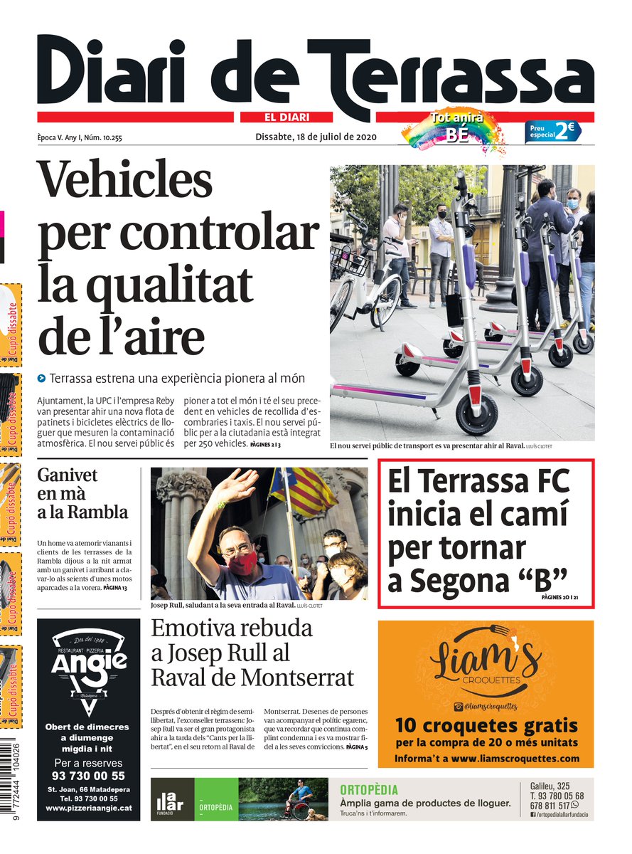 DiarideTerrassa's tweet photo. PORTADA 🗞 "Vehicles per controlar la qualitat de l’aire" https://t.co/j524Ai3Bil #Terrassa https://t.co/yannf5SWUz