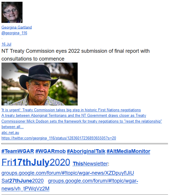 WgarNews's tweet photo. @lynlinking @georgina_116 @JonesHowdareyou @anne_clothier @Michz45 @WhteRbbnAdvocat @LadyPoop2 @janettj777 @FatherBob @RachelQuayle08 @NITV @mouseroaring @rjstrikers @RightsLGBTI @BethanyinCBR @Loud_Lass @L_DeWeaver @IAF__FAI @woollogirl @rationalbitch #WGARcompilation ft PostsBy #GeorginaGartland: | #RemoteNTcommunity of #Laramba lose #LegalBattle over #UraniumInWater | '#LackOfMoney': 43% of #AboriginalPpl in #RemoteCommunities have #GoneWithoutFood | #RaiseTheAge of #CriminalResponsibility | #NTTreaty https://t.co/W2XZlyN2tW https://t.co/tgzus0uJNN