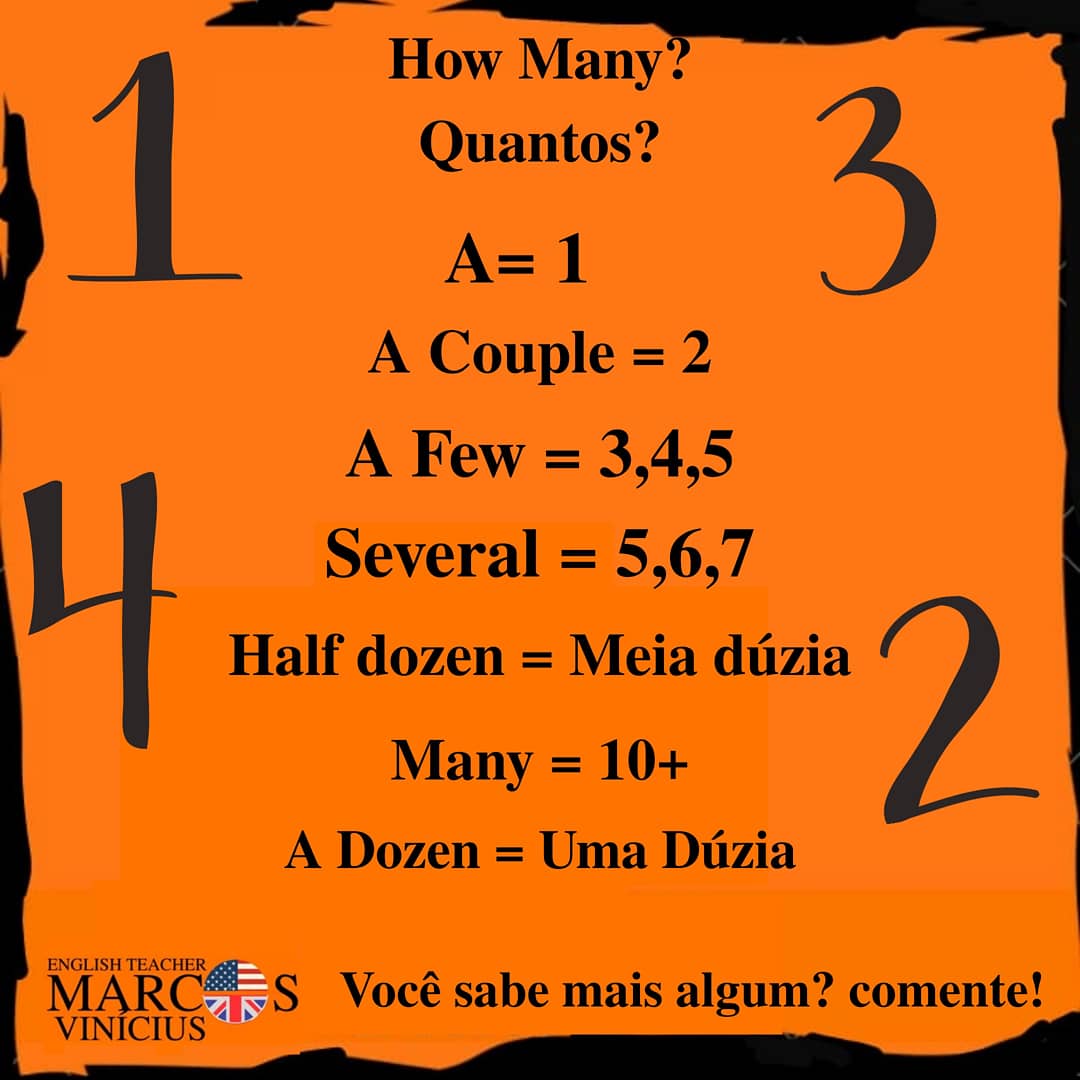 Teachermarcosv's tweet photo. Hi guys, how you doing?
Você sabe como se diz as quantidades?
Para você te mais credibilidade ao falar, ao envés de falar o número você pode usar esses termos! 📚🇬🇧🇺🇸
#many #quantidade #ingles #englishteacher #englishcourse #englishtips
#cursodeingles
#dicasdeingles https://t.co/nZKjOVBYxX