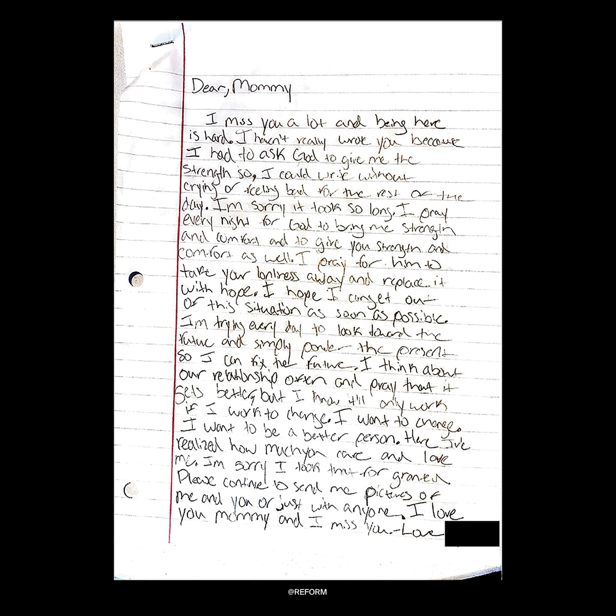 REFORM's tweet photo. ‘I want to be a better person.’ — Read this heartbreaking letter from Grace, a 15-year-old girl on probation who’s locked up for not finishing her homework. We should be helping her succeed—not punishing her for trying.
Tell Michigan to #reformprobation: https://t.co/iN5i2Sol1F https://t.co/Zip86LlIfC