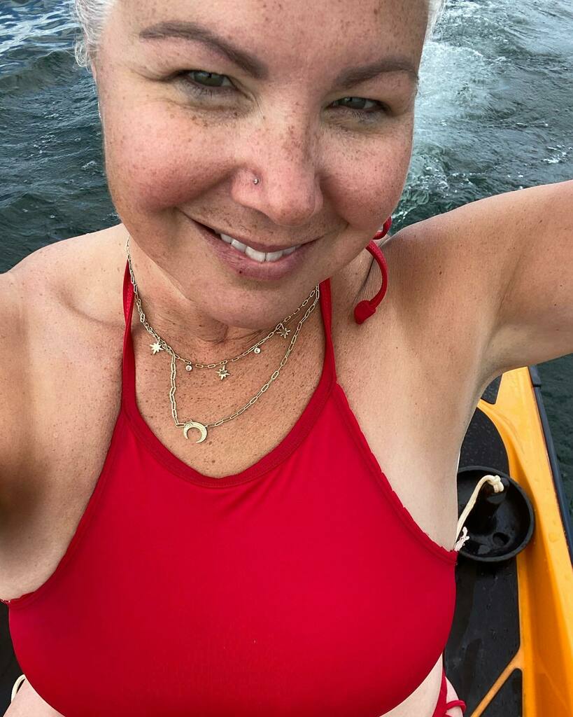 JeanMHeadrick's tweet photo. Enjoying some sunshine and down time and reflection. Being by the water always heals my soul. 
.
.
.
.
.
.
.

#sunshine #soul #refelction #summer #littlebreaks #seadoo #swimwear #red #whitehair #freckles #exesshouldstayexes https://t.co/rfYBw8RwXw https://t.co/7gIzz8rigb