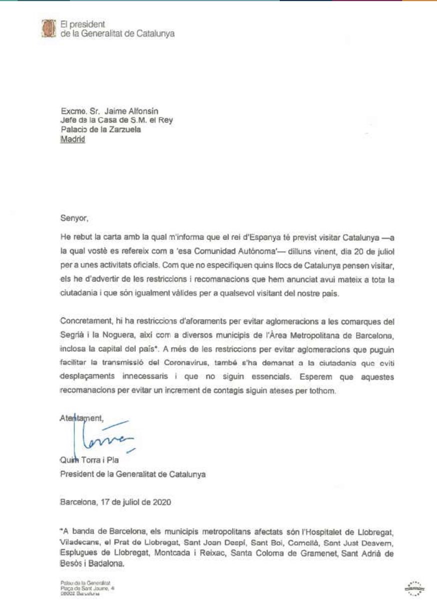 BeatrizTalegon's tweet photo. Jojojojo La carta de @QuimTorraiPla al rey es impresionante. 👌🏻👏🏻 https://t.co/o8GEwlEmIr