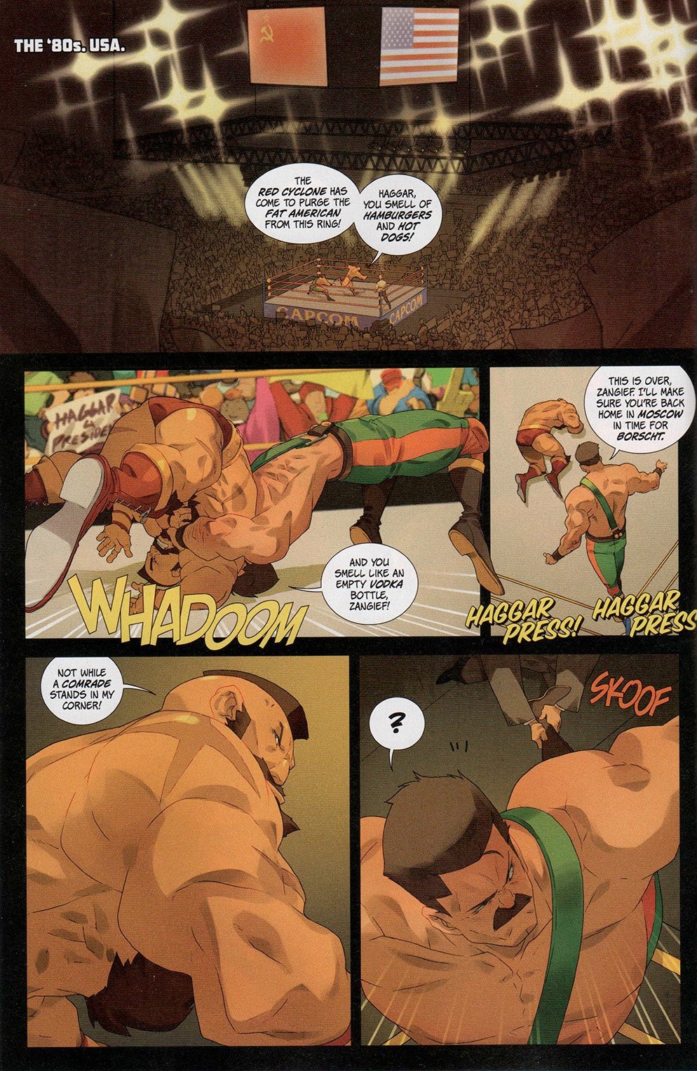 Matt Moylan 🇨🇦 on X: Mike Haggar VS Zangief turns into a tagteam match  with Ronald Reagan and Mikhail Gorbachev joining in. By Ken Siu-Chong and  @HeavyMetalHanzo t.coEM4TtdTzwe  X