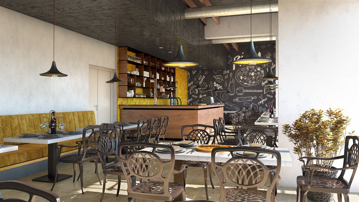 radoyeeaah's tweet photo. Rendering for a restaurant in #Budva which I did in my spare time recently. I did #rendering and #postproduction, but also #3D modeled the chairs, tables, sofa, lights, windows etc. #Architecture #3DSMax #Vray #Photoshop #Archviz #3Dmodeling https://t.co/gZR69ySuLH