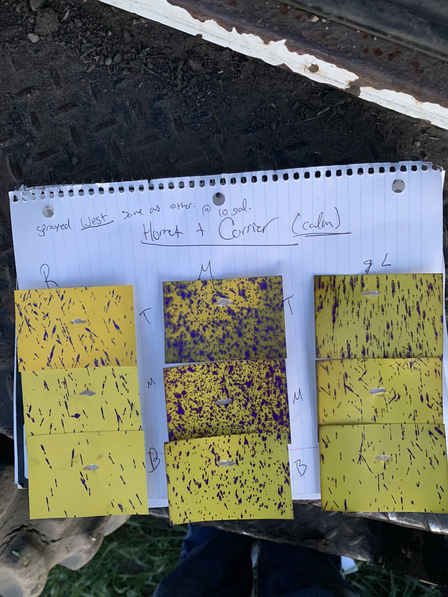 2Karterk's tweet photo. Here’s a little spray coverage trial I did yesterday evening showing what straight regular 10 gallon nozzles look like. @westernproducer @realagriculture @nozzle_guy @WheatPete #coreaginputs #2020fieldtrials https://t.co/8fx4Tllr5n