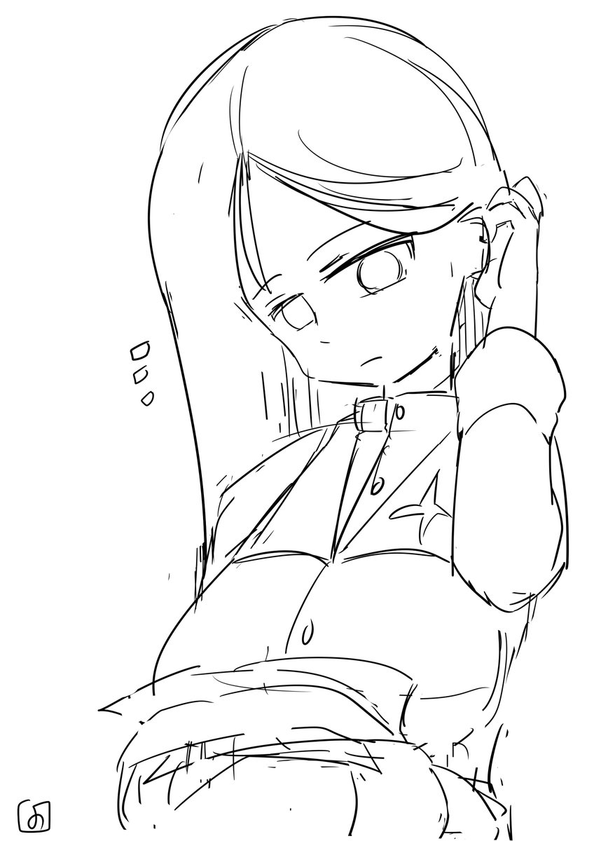 書類整理中髪をかきあげるノンナさんのラフ

#ガルパン 