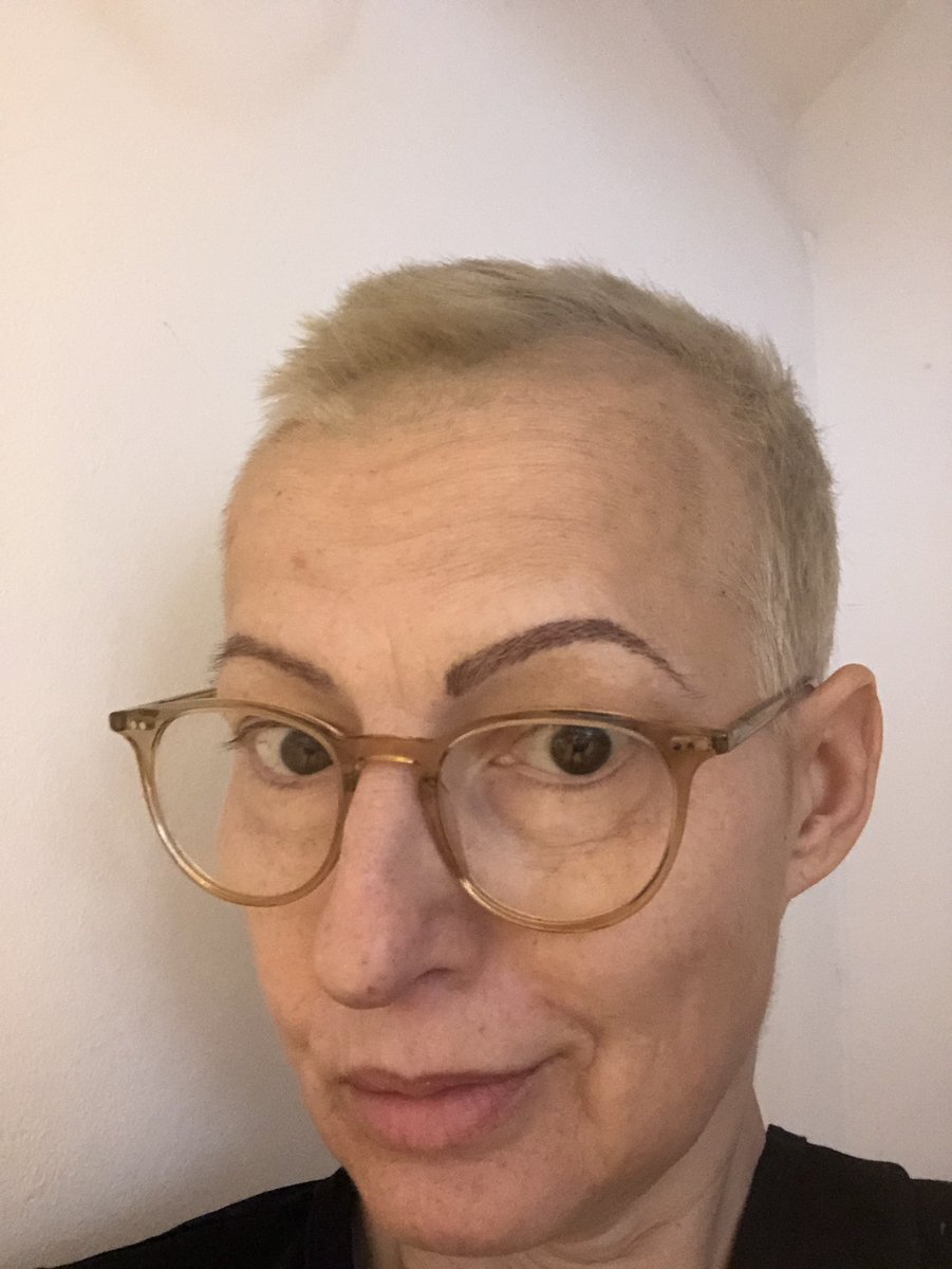 SaraMarshall's tweet photo. @NatsWoodward You look great! Mine’s been &amp; gone 4 times - various chemos. My hairdresser recommended shaving off the first regrowth. Strengthens it up! https://t.co/VSMpjHR7xM