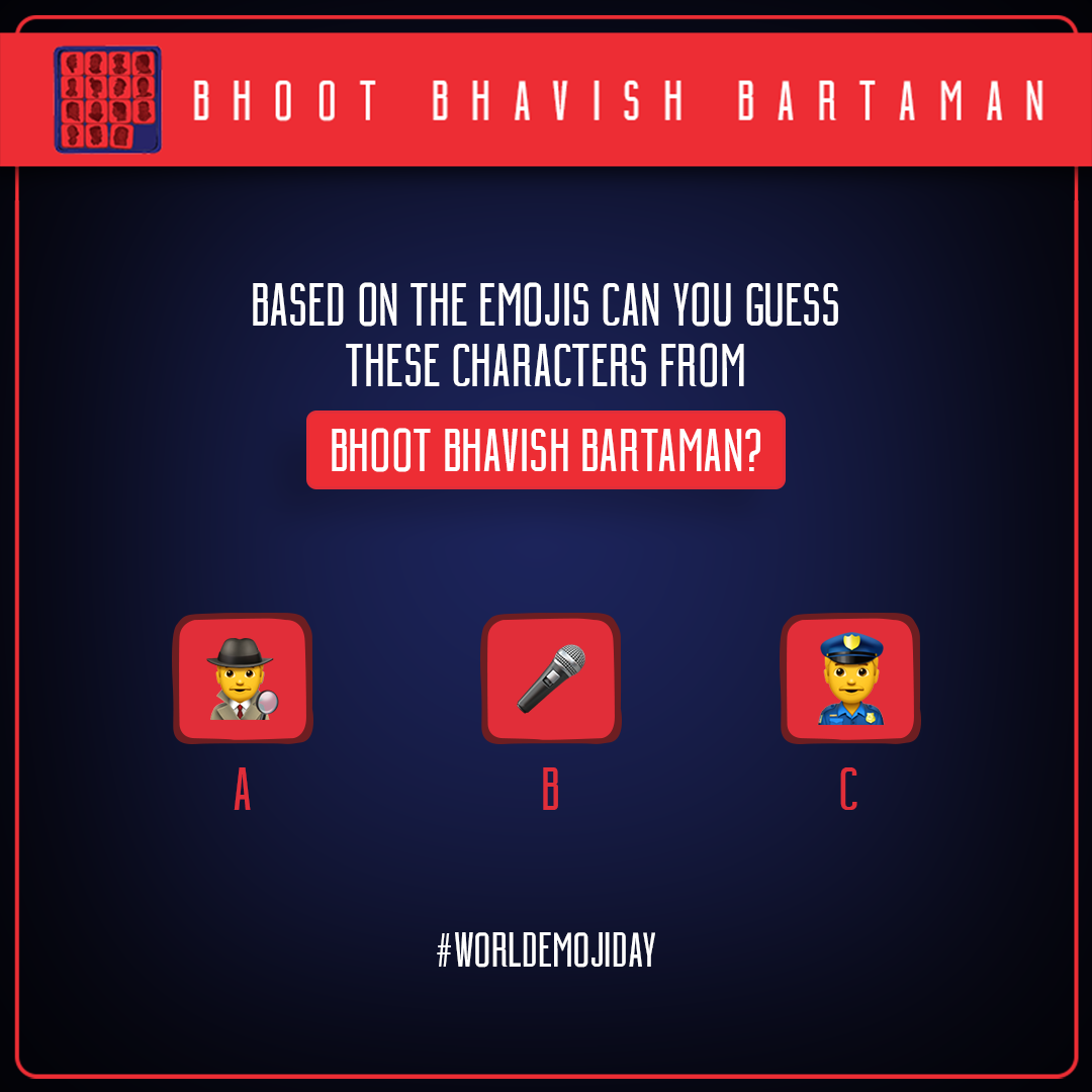 BartamanBook's tweet photo. Every sentence feels incomplete while chatting without an emoji, isn’t it true?
Tell us in the comments below the names of these three characters from Bhoot Bhavish Bartaman based on the emojis. Let’s see if you get them all!

#WorldEmojiDay #Book #MurderMystery #Readers https://t.co/pTorf4tPyL