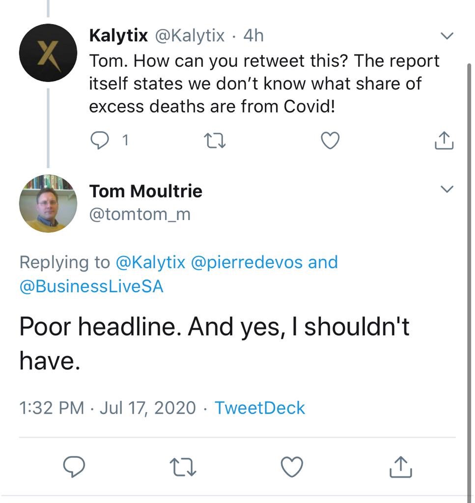 Kalytix's tweet photo. @geoffreyyork @zebalon_CULE Come on, Geoff. Be honest here. If Tom retweets a story about his report (without any comment or clarification), how are we to interpret that? Here’s Tom’s own reply 👇 https://t.co/1PUbxlThzA