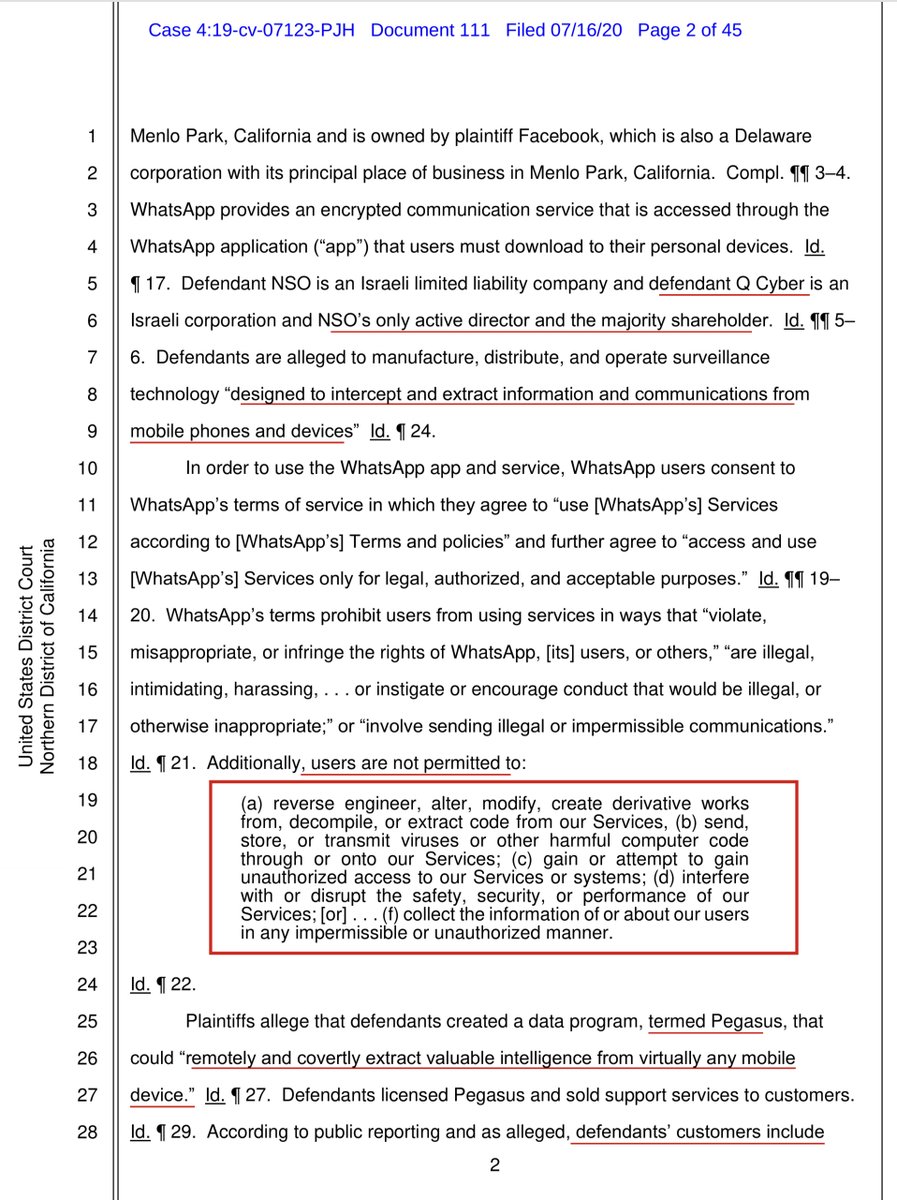 4/29/19 thru 5/10/19“defendants caused their malicious code to be transmitted over WhatsApp’s servers reaching approximately 1,400 devices used by “attorneys, journalists, human rights activists, political dissidents, diplomats, and other senior foreign government officials”