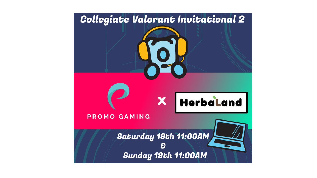 realpromogaming's tweet photo. We are excited to announce our sponsor for the Collegiate Valorant Invitational 2! Herbaland’s mission is to make fun and functional nutritional products that have a positive impact on both people and the planet. Tune in this Saturday and Sunday on https://t.co/4NzrPeQ9kF https://t.co/xadFRDThNe
