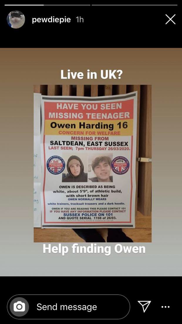 He also spreaded the message of a missing child named Owen Harding on Instagram.