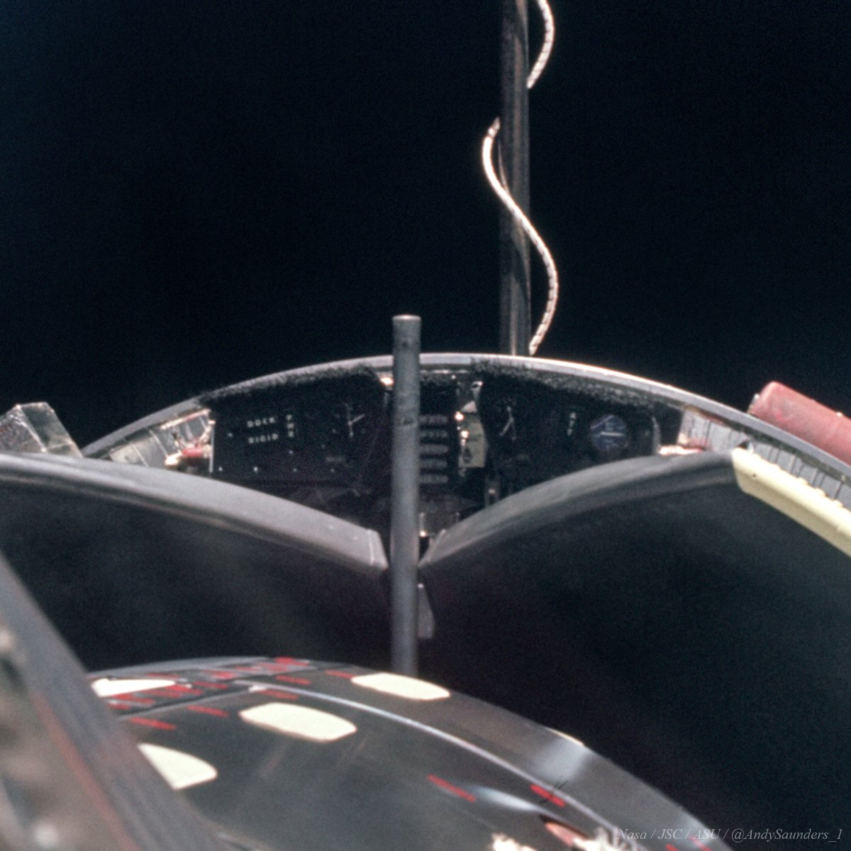 #OTD '66 Gemini X launched.
Amazing photo shows the firing of the Agena; taking Young &amp; <a href="/AstroMCollins/">Michael Collins</a> to a new altitude record.
Young: "Fire and sparks started coming out of the back end of that rascal...I never saw anything like that before." Check out those readable dials too!